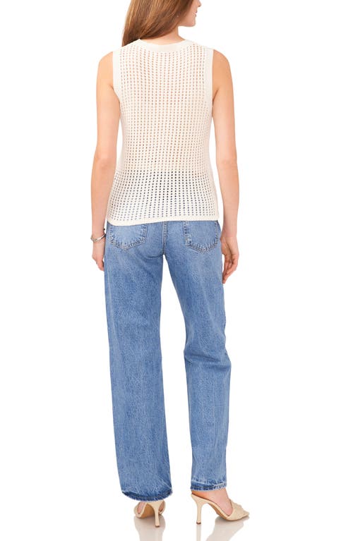 Vince Camuto Women's Crewneck Pointelle Sweater Tank In Milk