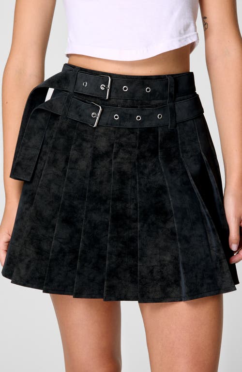 NASTY GAL NASTY GAL BELTED PLEATED FAUX SUEDE SKIRT 