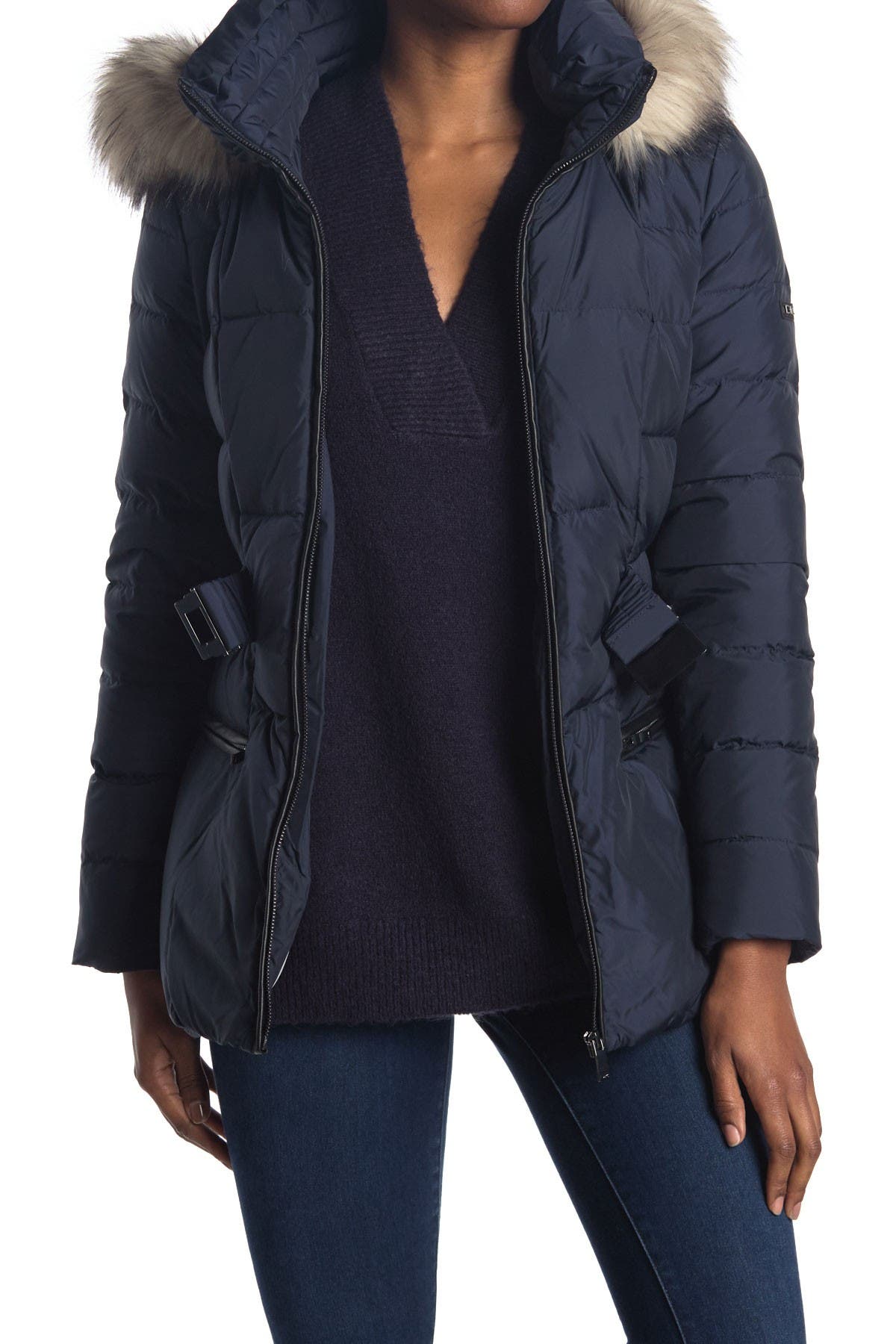puffer coats with faux fur hood