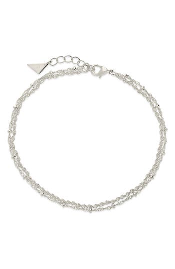 Sterling Forever Kyra Layered Chain Anklet In Silver