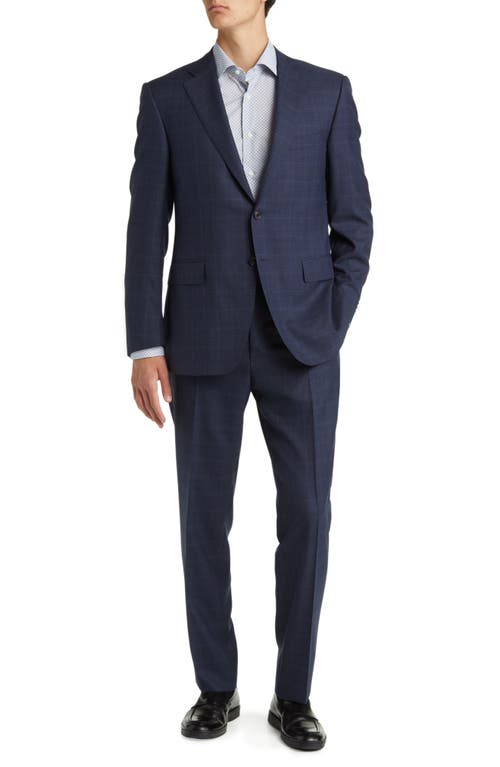 Canali Siena Regular Plaid Wool & Silk Suit Navy at Nordstrom, Us