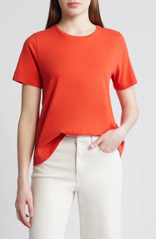Eileen Fisher Crewneck Organic Cotton Top In Flame
