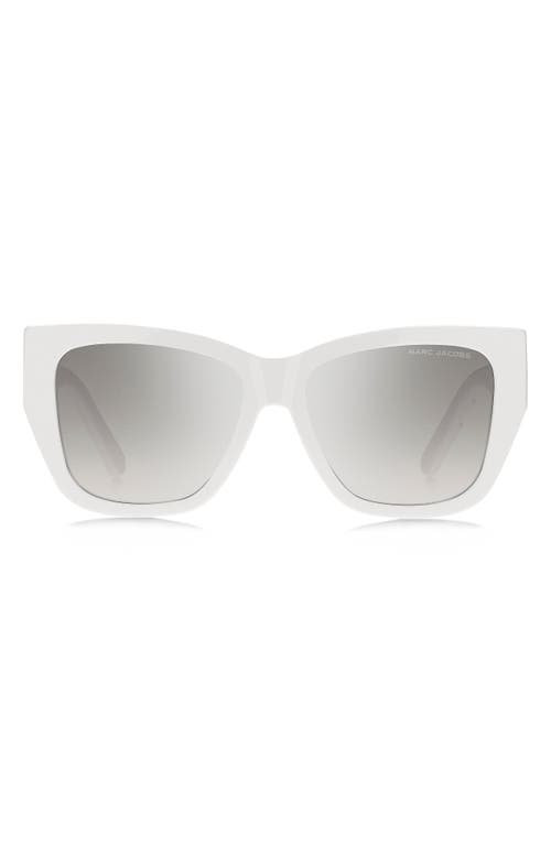 Shop Marc Jacobs 55mm Cat Eye Sunglasses In White Grey/grey Silver