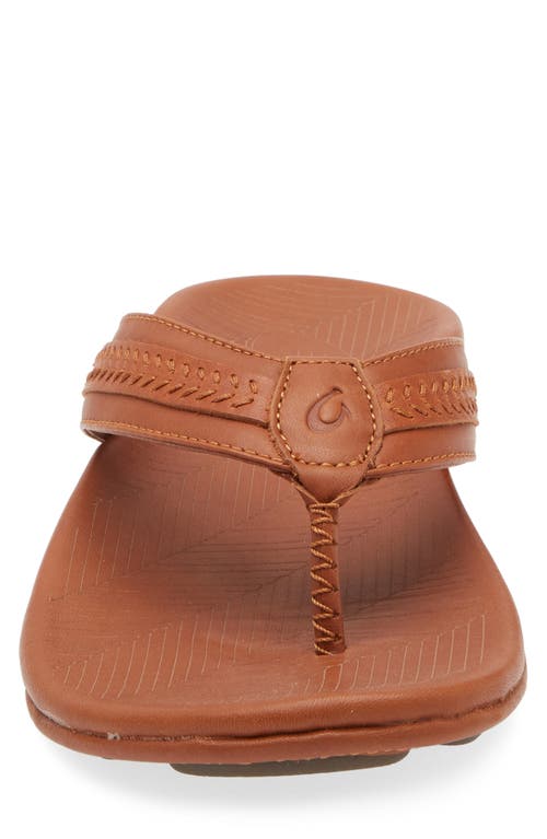 Olukai Aho Leather Flip Flop In Red