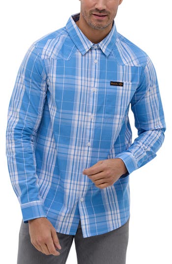 Shop Bench . Zimma Check Cotton Button-up Shirt In Blue White