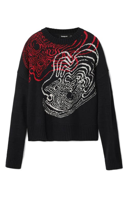 Shop Desigual Toulouse Lacroix Crewneck Graphic Sweater In Black