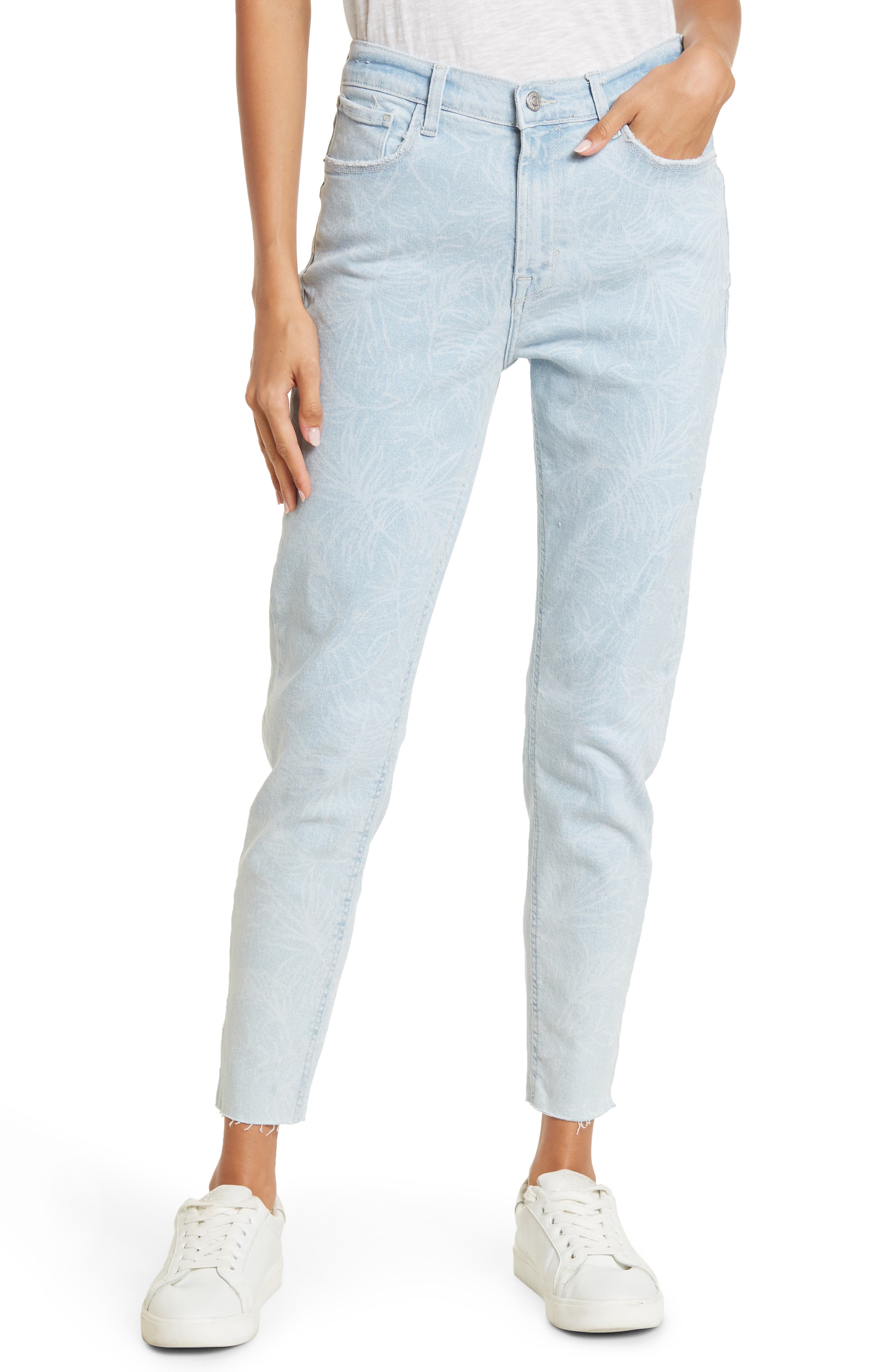 kensie High Rise Raw Hem Skinny Jeans 