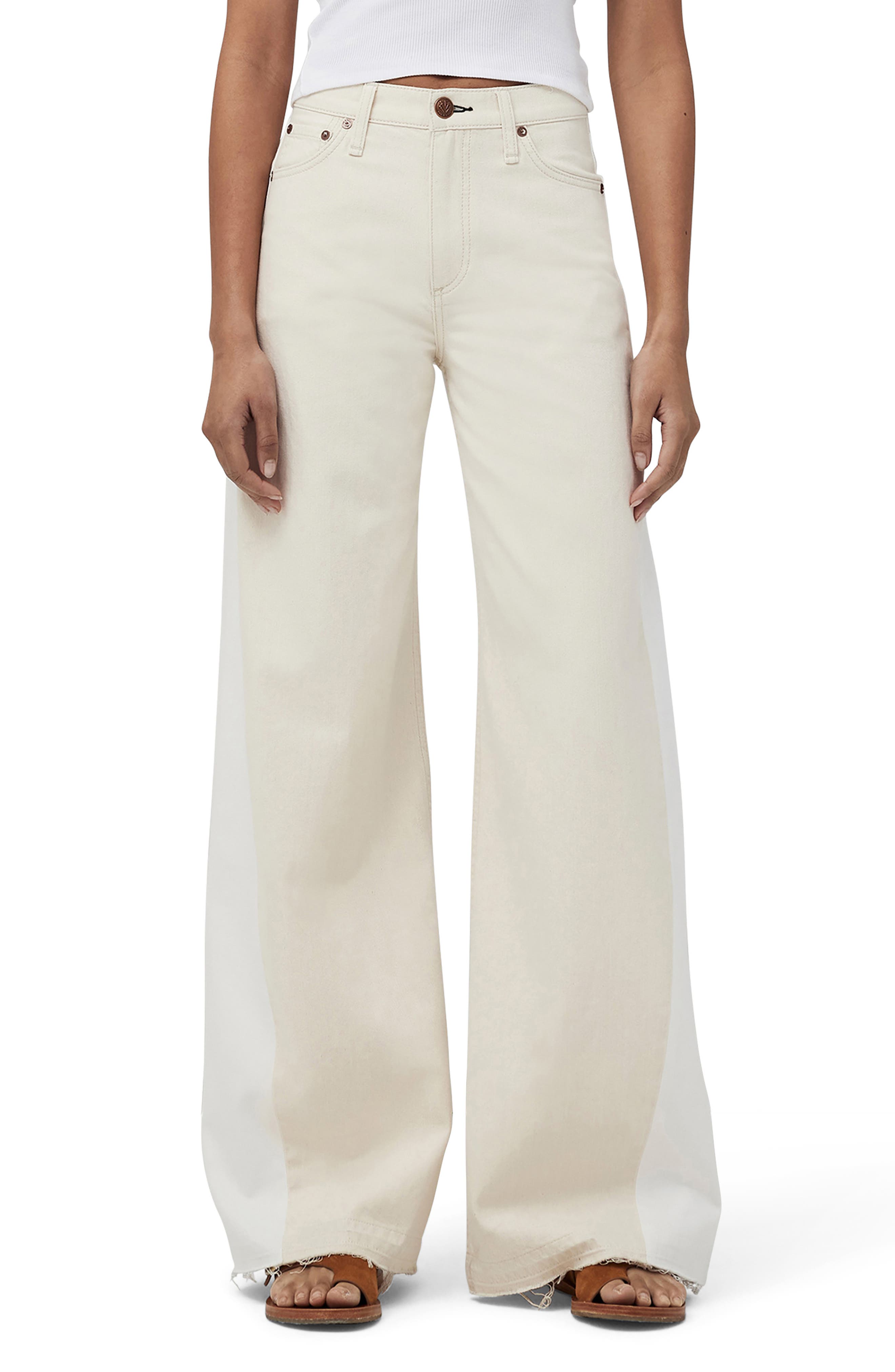 rag & bone Sofie Two Tone High Waist Wide Leg Jeans in Double Ecr