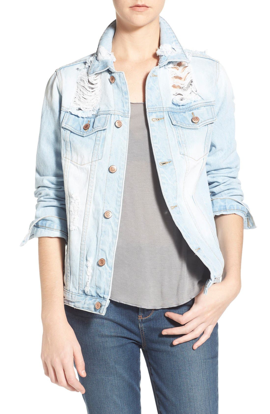 Thread & Supply Destroyed Denim Jacket Nordstrom