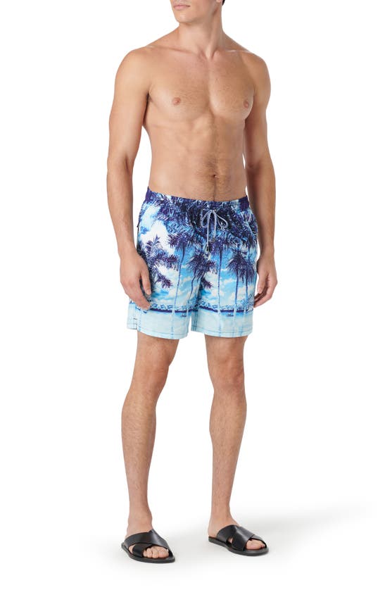 Shop Bugatchi Cosmo Swim Trunks In Aqua