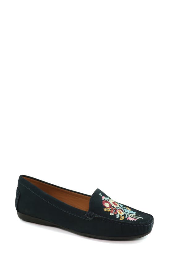 Driver Club Usa Nashville Embroidered Loafer In Navy Nubuck