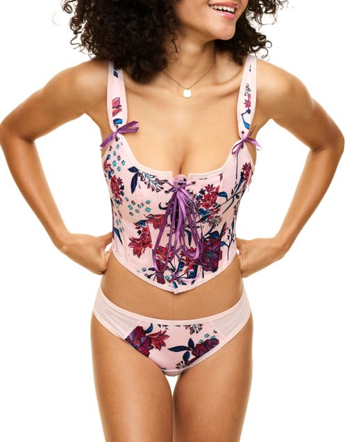 Shop Adore Me Alex Corset & Panty Set In Floral Pink