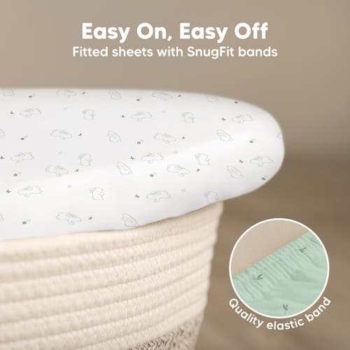 Keababies 2-pack Soothe Fitted Bassinet Sheets In Bunnies