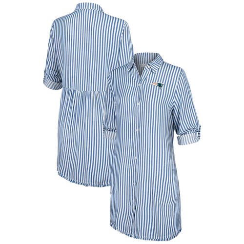 Women's Tommy Bahama Blue/White New England Patriots Chambray Stripe Cover-Up Shirt Dress at Nordstrom, Size X-Large