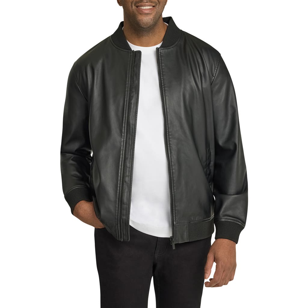 Johnny Bigg Curtis Faux Leather Bomber Jacket in Black