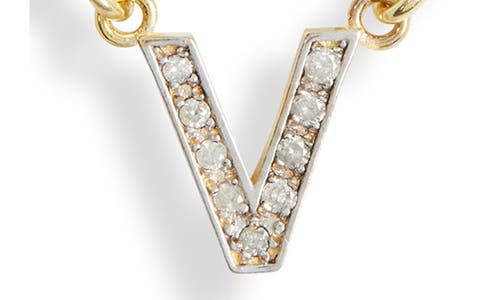 Meshmerise Diamond Initial Charm Paper Clip Chain Necklace In Yellow-v