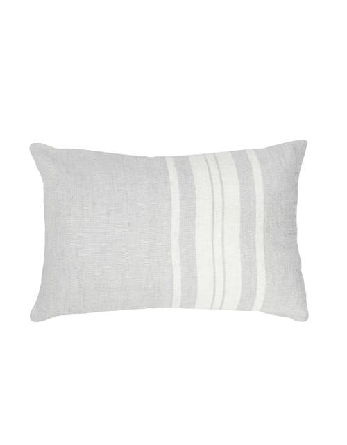 Shop Anaya So Soft Linen Pillow With Down Insert In Light Grey Bold Stripes