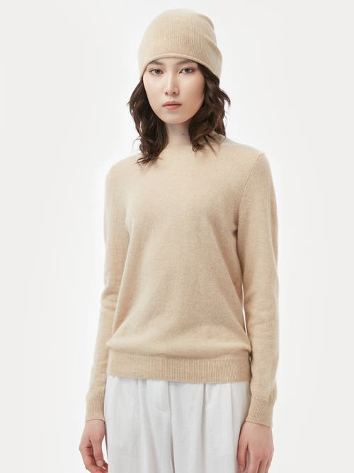 Gobi Cashmere Cashmere Hat And Sweater Set In Beige