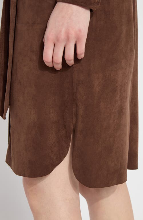 Shop Lyssé Schiffer Long Sleeve Faux Suede Shirtdress In Warm Brown