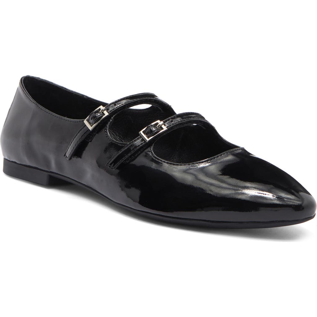 Jeffrey Campbell Flatz Mary Jane Flat In Black Crinkle Patent