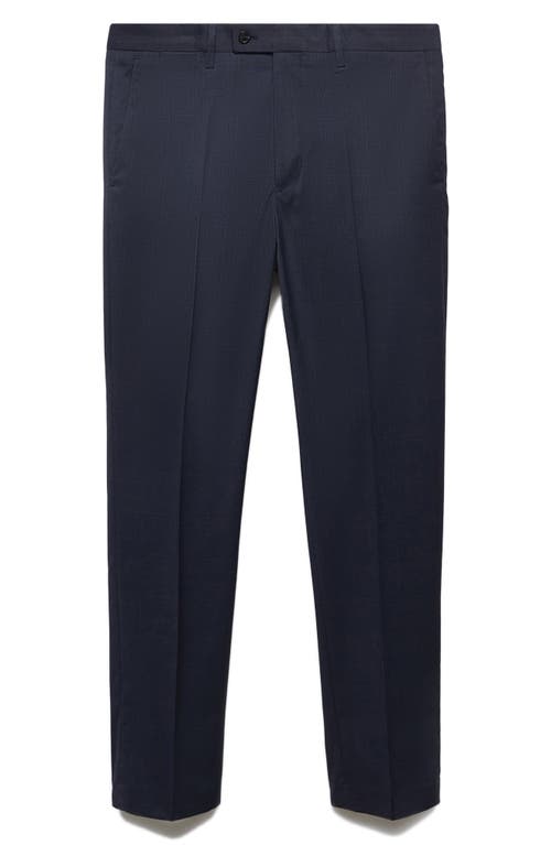 Mango Superslim Fit Dark Navy Flat Front Stretch Dress Pants In Dark Navy