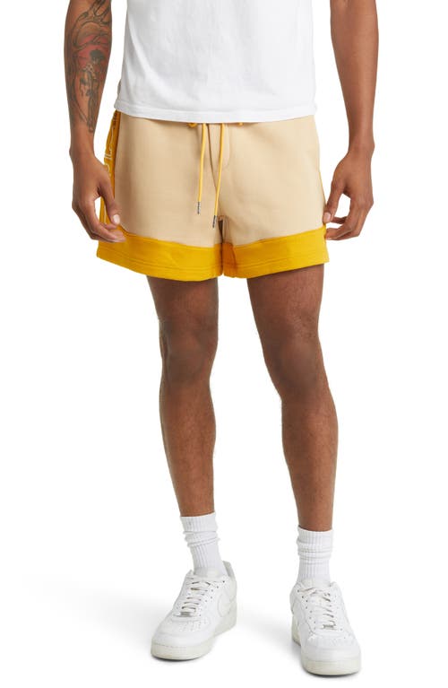 DIET STARTS MONDAY French Terry Drawstring Row Shorts in Tan/Yellow