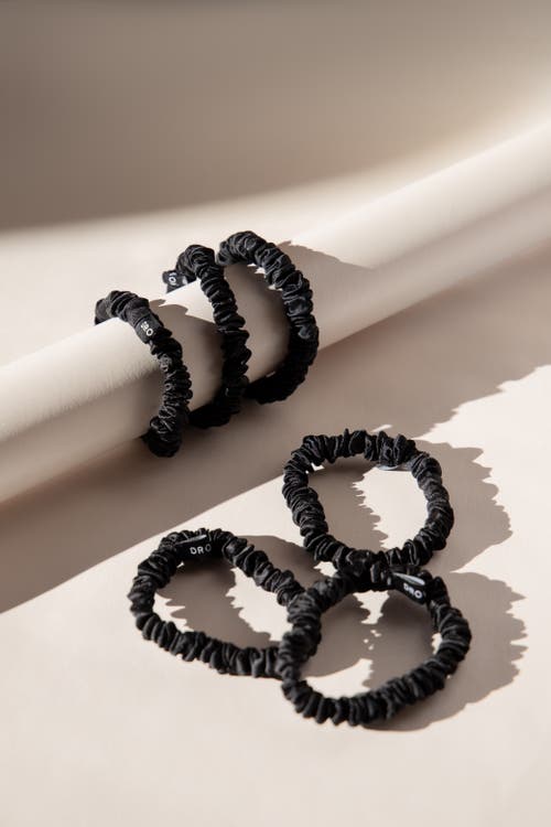 Drowsy Sleep Co Womens Black Drowsy Mini Logo-embellished Pack Of Six Silk Scrunchies In Black Jade