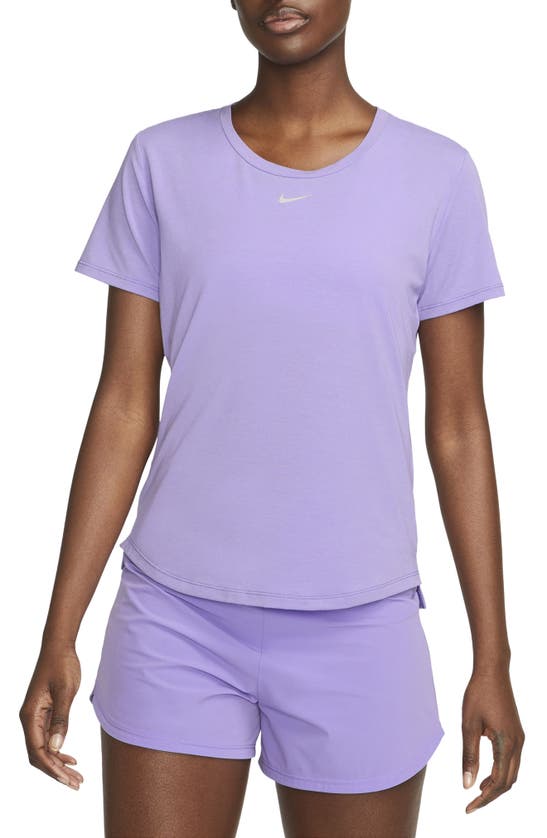 Nike One Luxe Dri-fit Short Sleeve Top In Space Purple