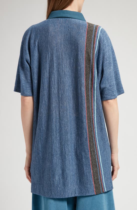 Shop The Row Eddie Oversize Stripe Cotton Polo In Blue Shade