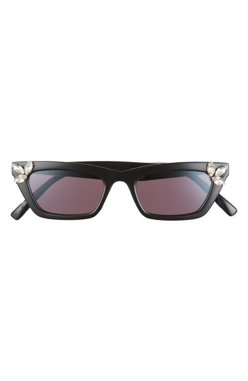 Rad + Refined The Audrey 50mm Embellished Flat Top Sunglasses in Black/Black