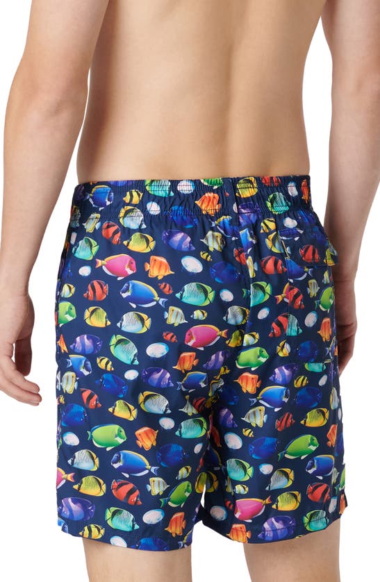 Shop Bugatchi Cosmo Swim Trunks In Navy