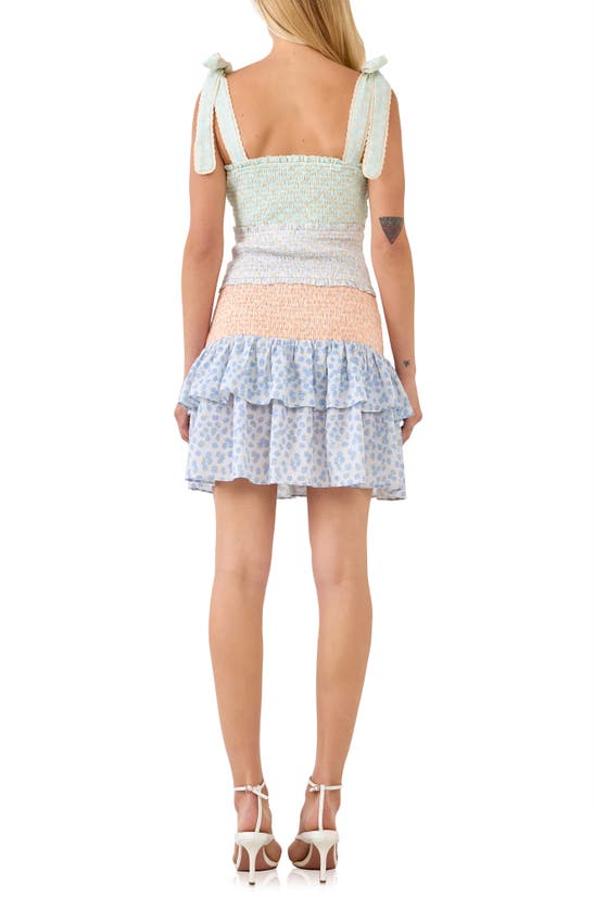 Free The Roses Smocked Tie Strap Minidress In Multi
