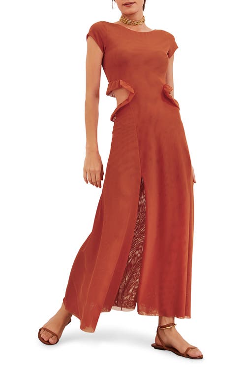 Evie Ruffle Cutout Cover-Up Maxi Dress in Orange