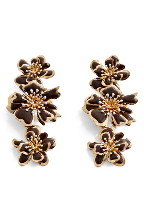 Mango Flower Linear Drop Earrings In Brown