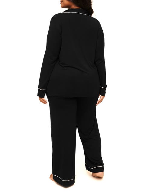 Shop Adore Me Matylda Pajama Shirt & Pant Set In Black