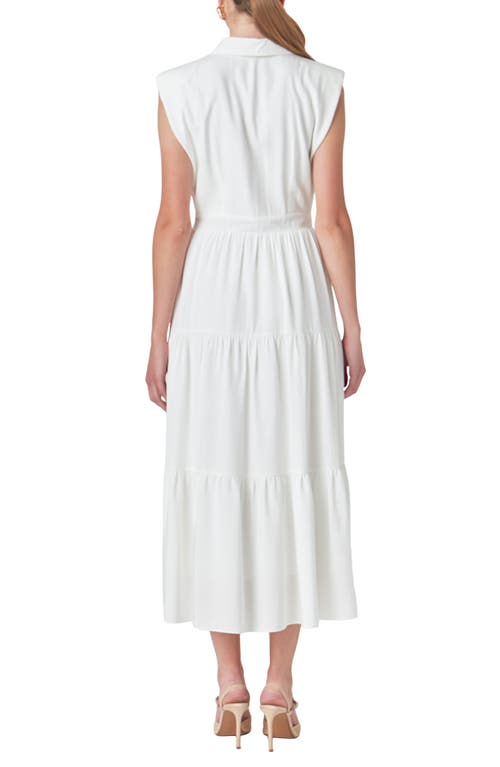 Endless Rose Pintuck Detail Tiered Midi Dress In White