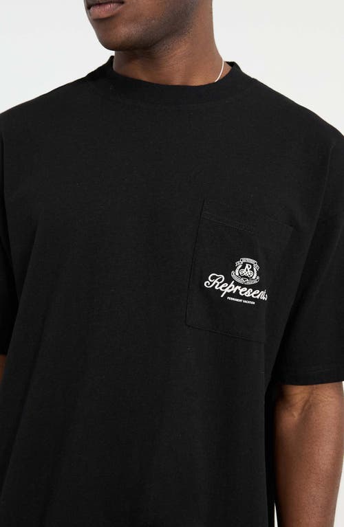 Shop Represent Permanent Vacation Oversize Pocket Graphic T-shirt In Jet Black