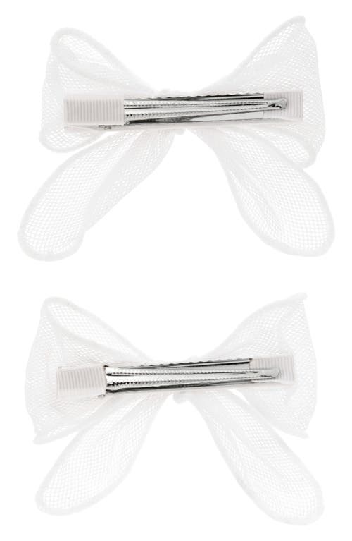 Shop Bp. 2-pack Mesh Bow Hair Clips In White Blanc