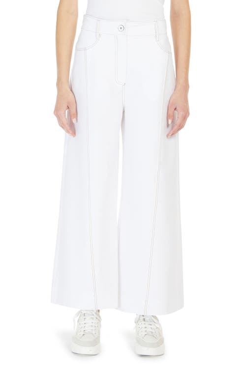 Foster Wide Leg Jersey Trousers in White