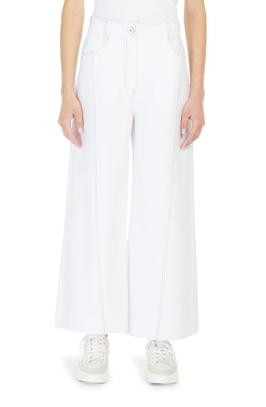 Shop Max Mara Foster Wide Leg Jersey Trousers In White