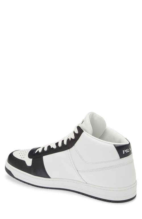 Shop Prada Downtown High Top Sneaker In Bianco/nero 1