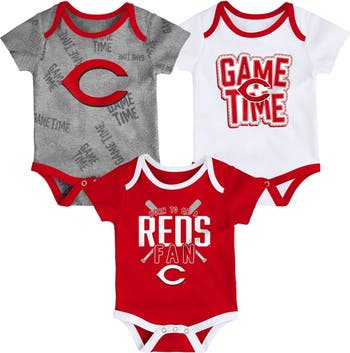 Outerstuff Newborn & Infant Cincinnati Reds Red/White/Heathered Gray Game  Time Three-Piece Bodysuit Set