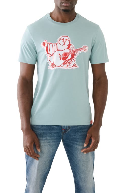 Big T Buddah Cotton Graphic T-Shirt in Dusty Blue