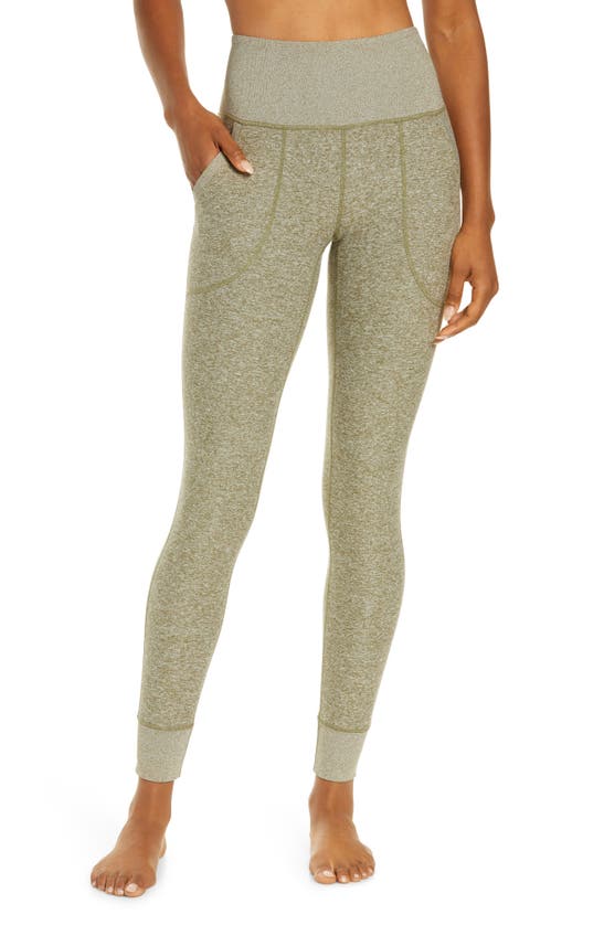 Zella Studio Luxe High Waist Pocket 7/8 Leggings In Olive Branch