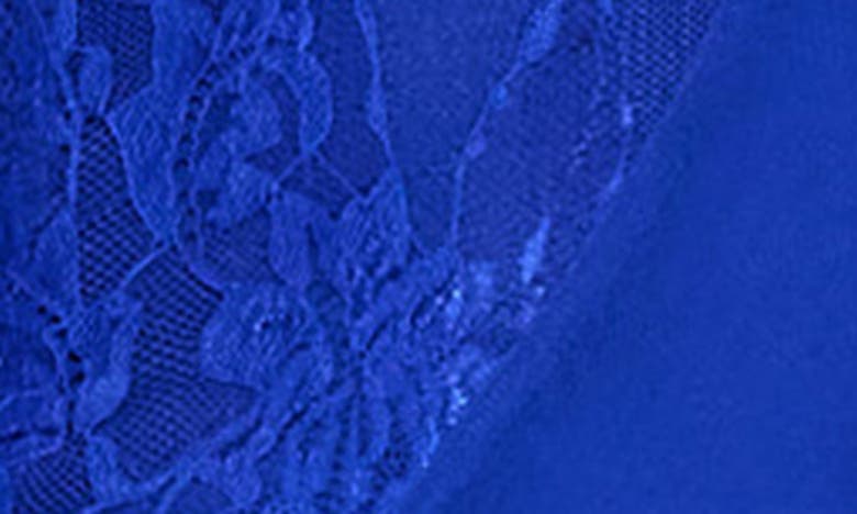 Shop Rare London Lace Paneled Cocktail Dress In Cobalt