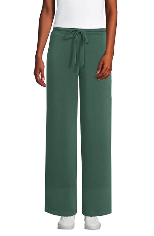 Shop Lands' End Cupro Knit Mid Rise Wide Leg Pants In Washed Evergreen