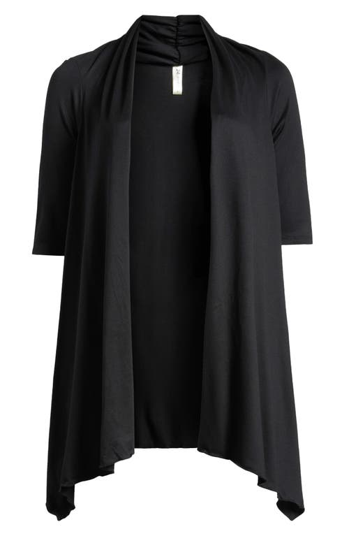 24seven Comfort Apparel Open Front Long Cardigan In Black
