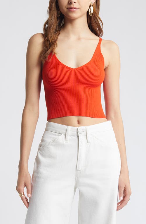 Open Edit Luxe Sculpt V-Neck Crop Rib Tank at Nordstrom,