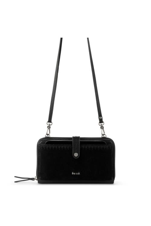 The Sak Iris Smartphone Crossbody In Black Suede Block