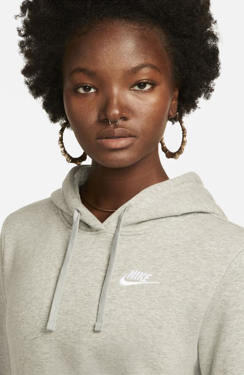 Nike Women's Sportswear Club Fleece Pullover Hoodie In Dark Grey Heather/white